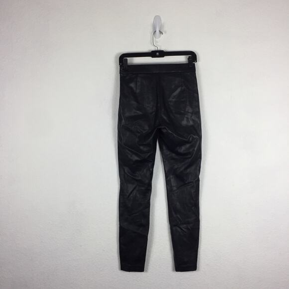 Zara Black Faux Leather High Waist Skinny Ankle Zip Leggings Small - Picture 13 of 14